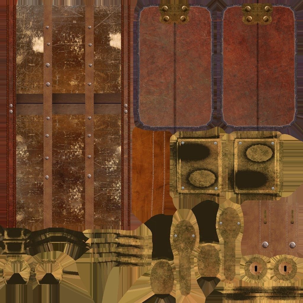 Leather suitcase Low-poly 3D model_9