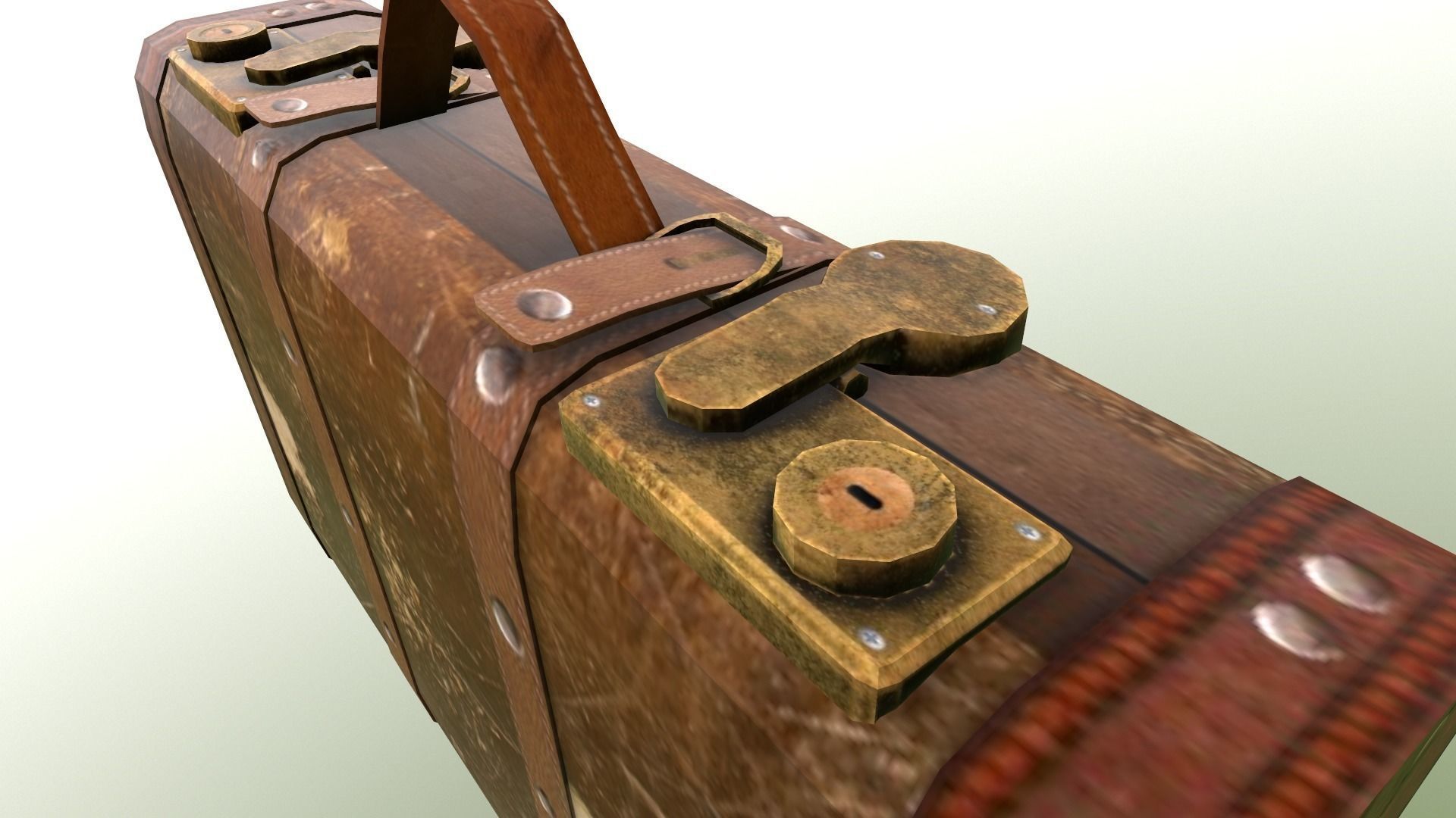 Leather suitcase Low-poly 3D model_5