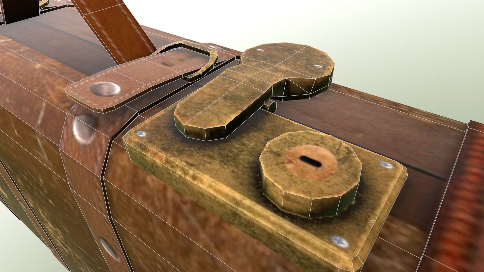 Leather suitcase Low-poly 3D model_4