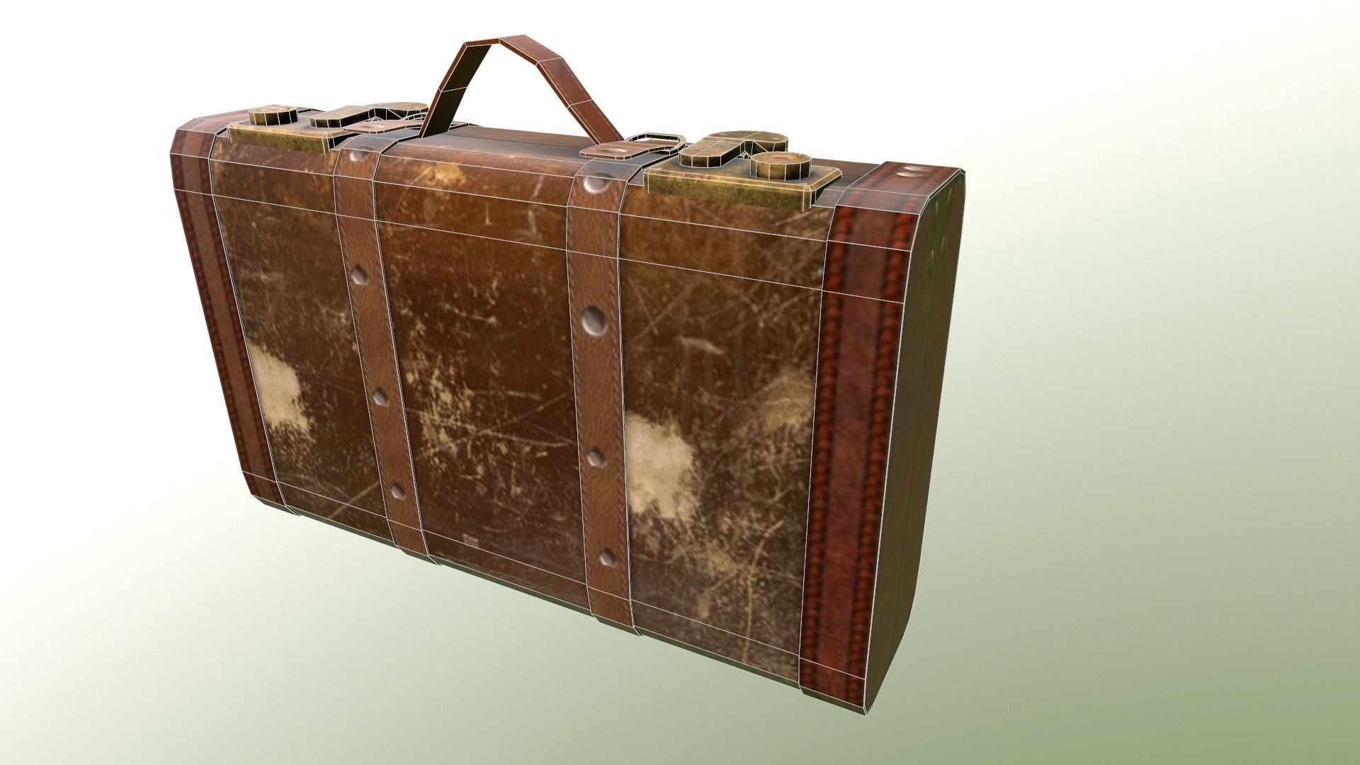 Leather suitcase Low-poly 3D model_2