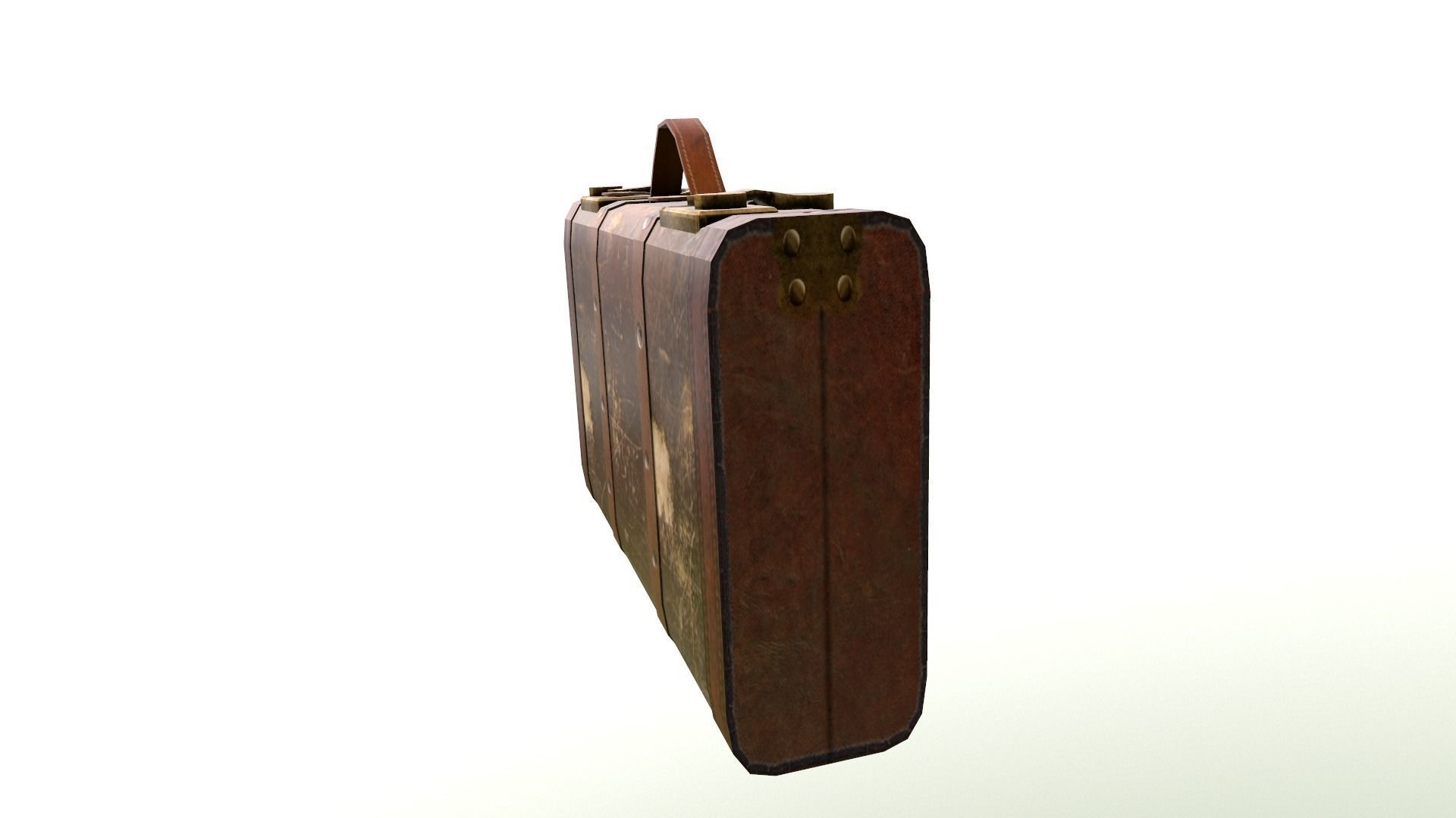 Leather suitcase Low-poly 3D model_3