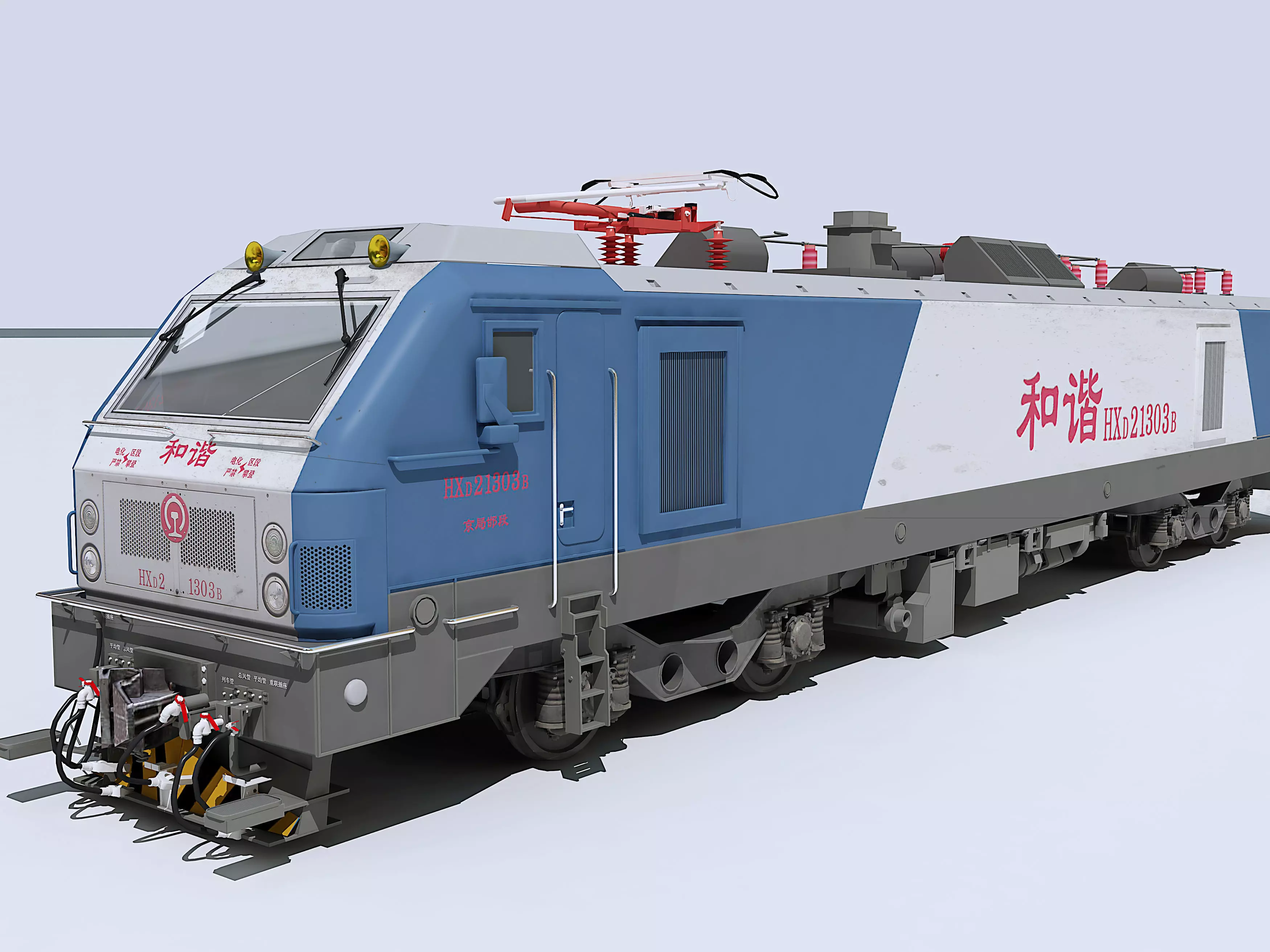 Chinese HXD2B electric locomotive Low-poly 3D model_0