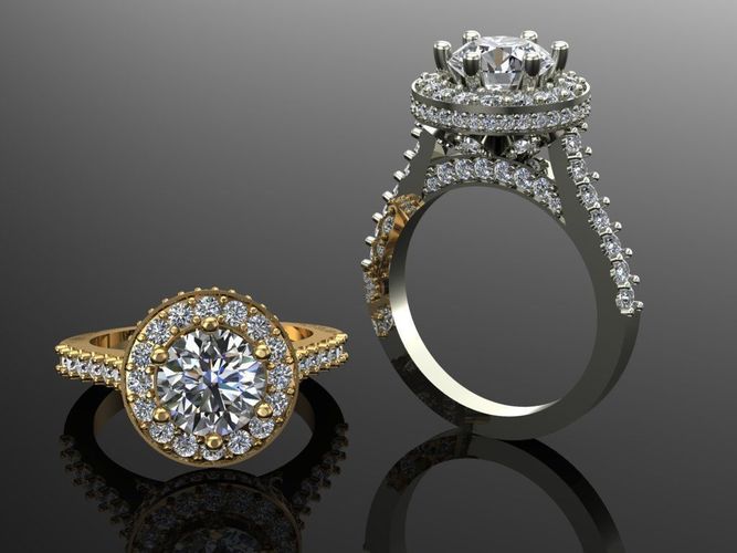 26-ex diamond engagement ring and halo ring Free 3D print model