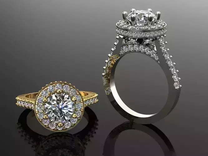 26-ex diamond engagement ring and halo ring Free 3D print model