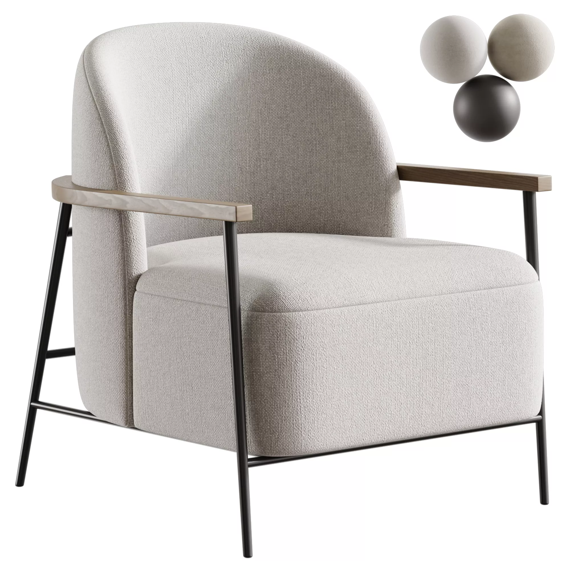 Mariona Faux Sherpa Upholstered Accent Chair Low-poly 3D model