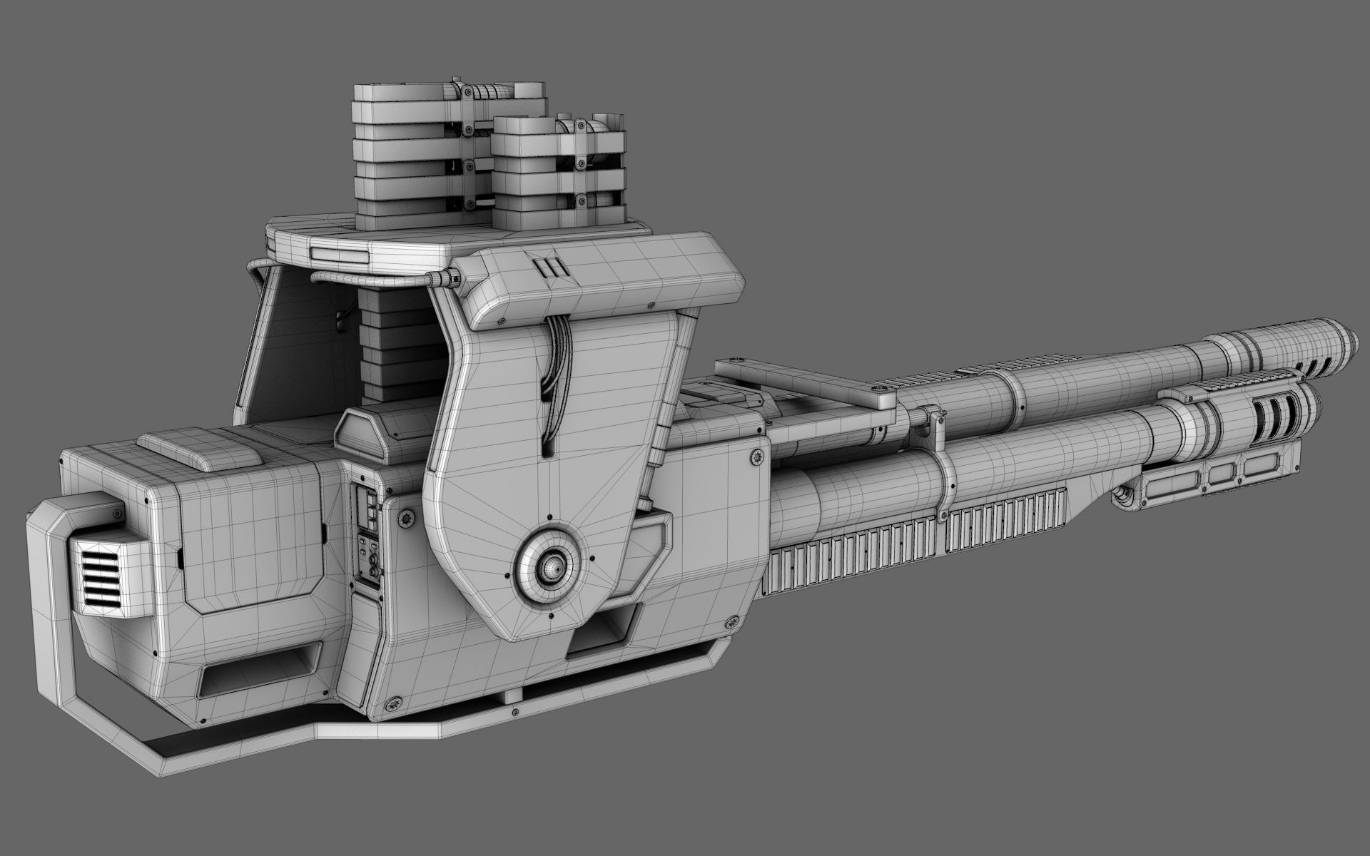 Sci-Fi Chain Gun Turret 3D model_10