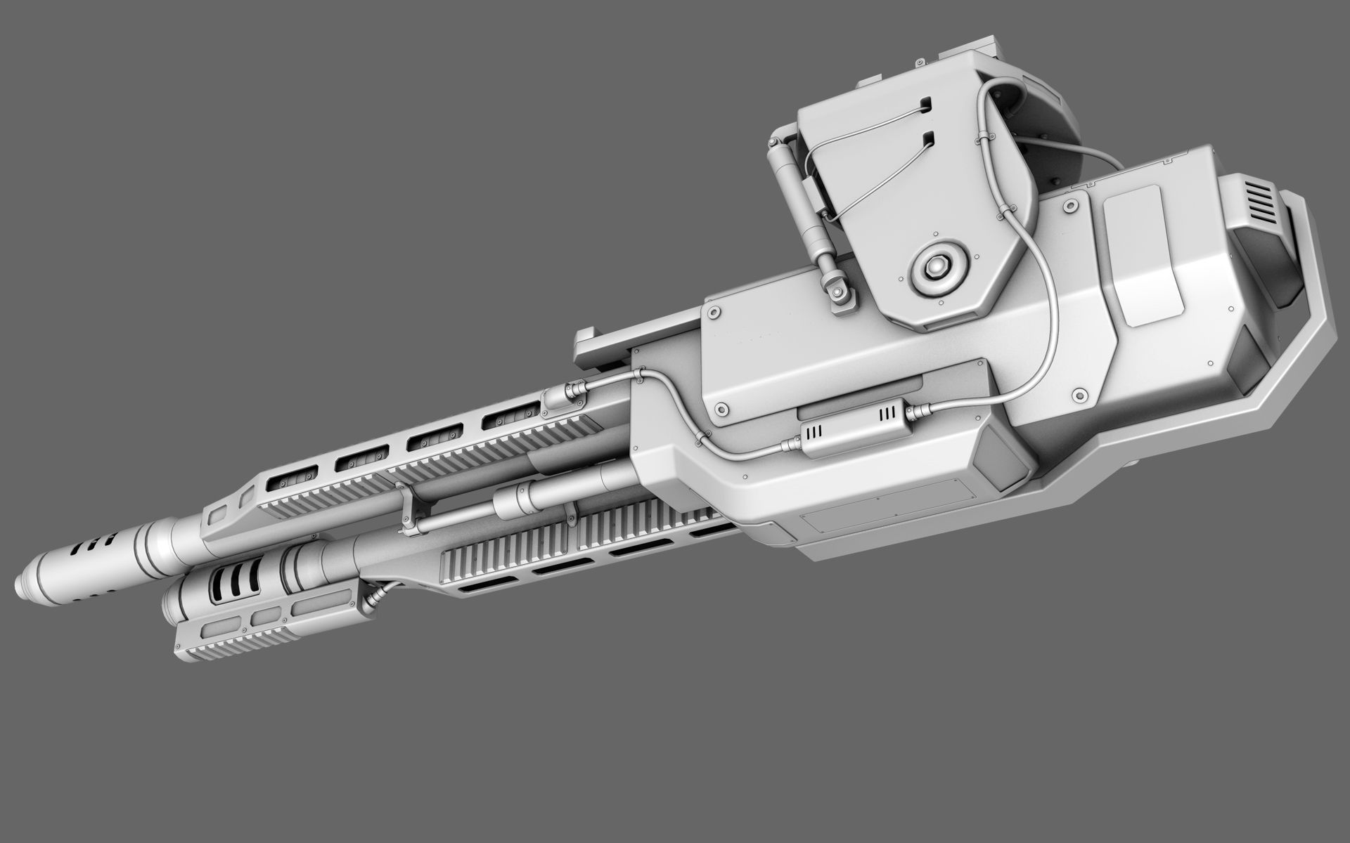 Sci-Fi Chain Gun Turret 3D model_11