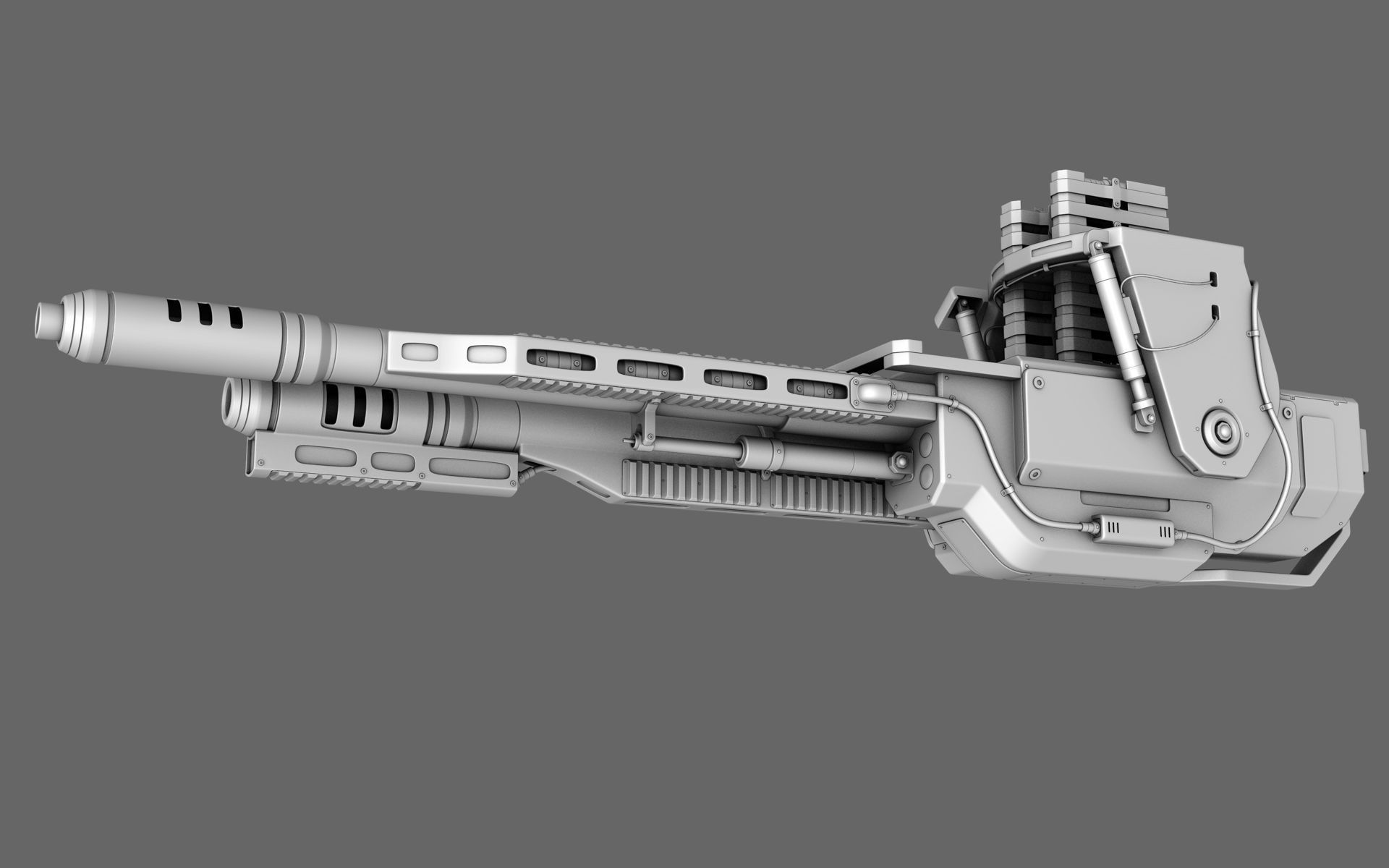 Sci-Fi Chain Gun Turret 3D model_1