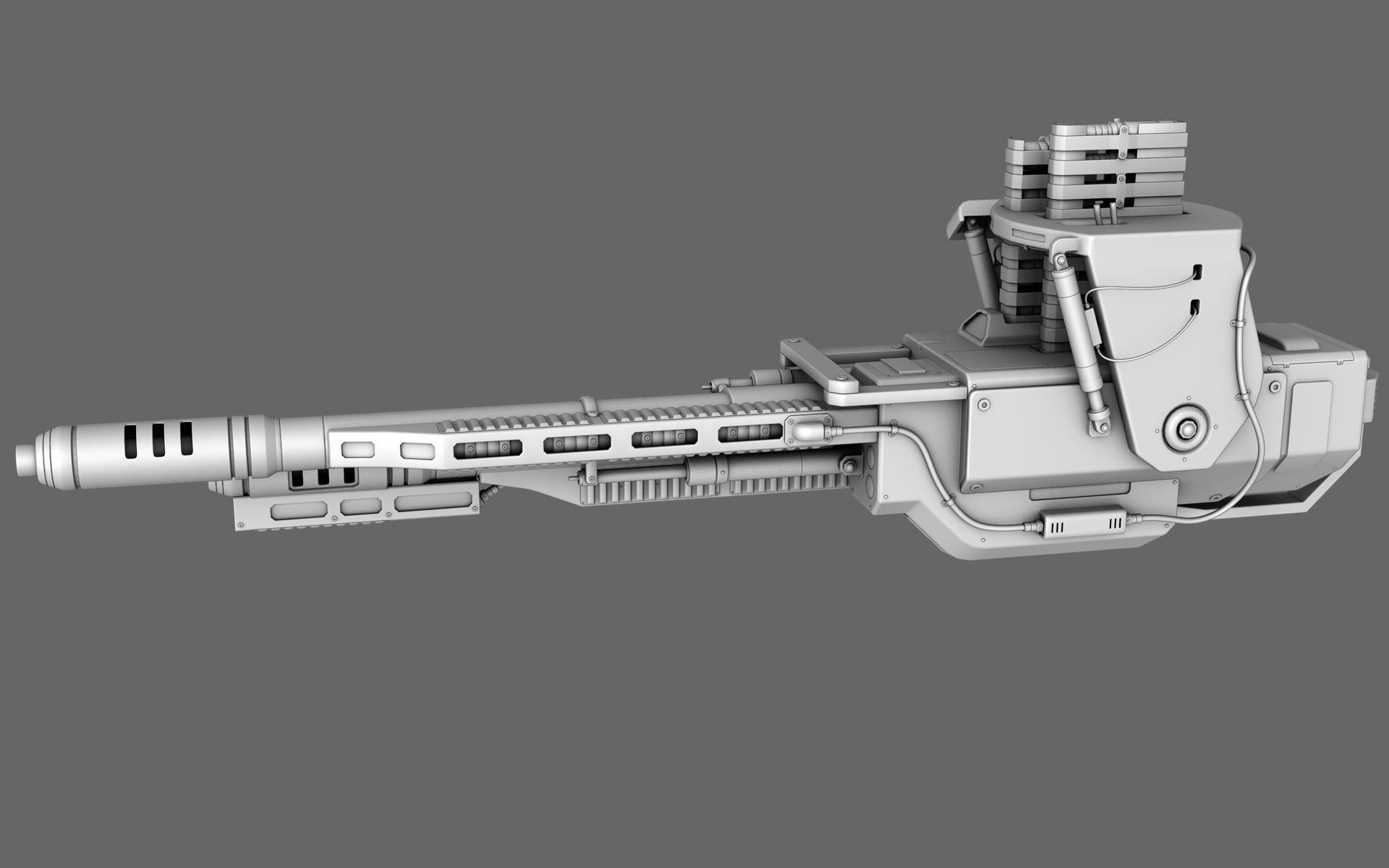 Sci-Fi Chain Gun Turret 3D model_5