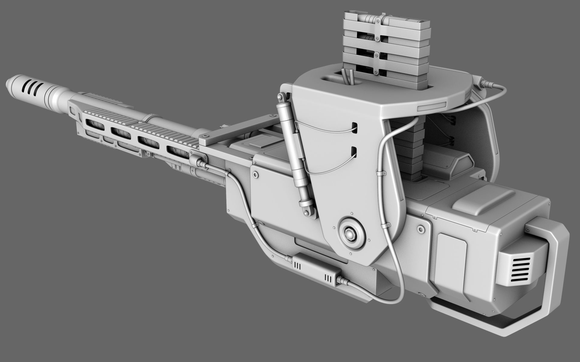 Sci-Fi Chain Gun Turret 3D model_4