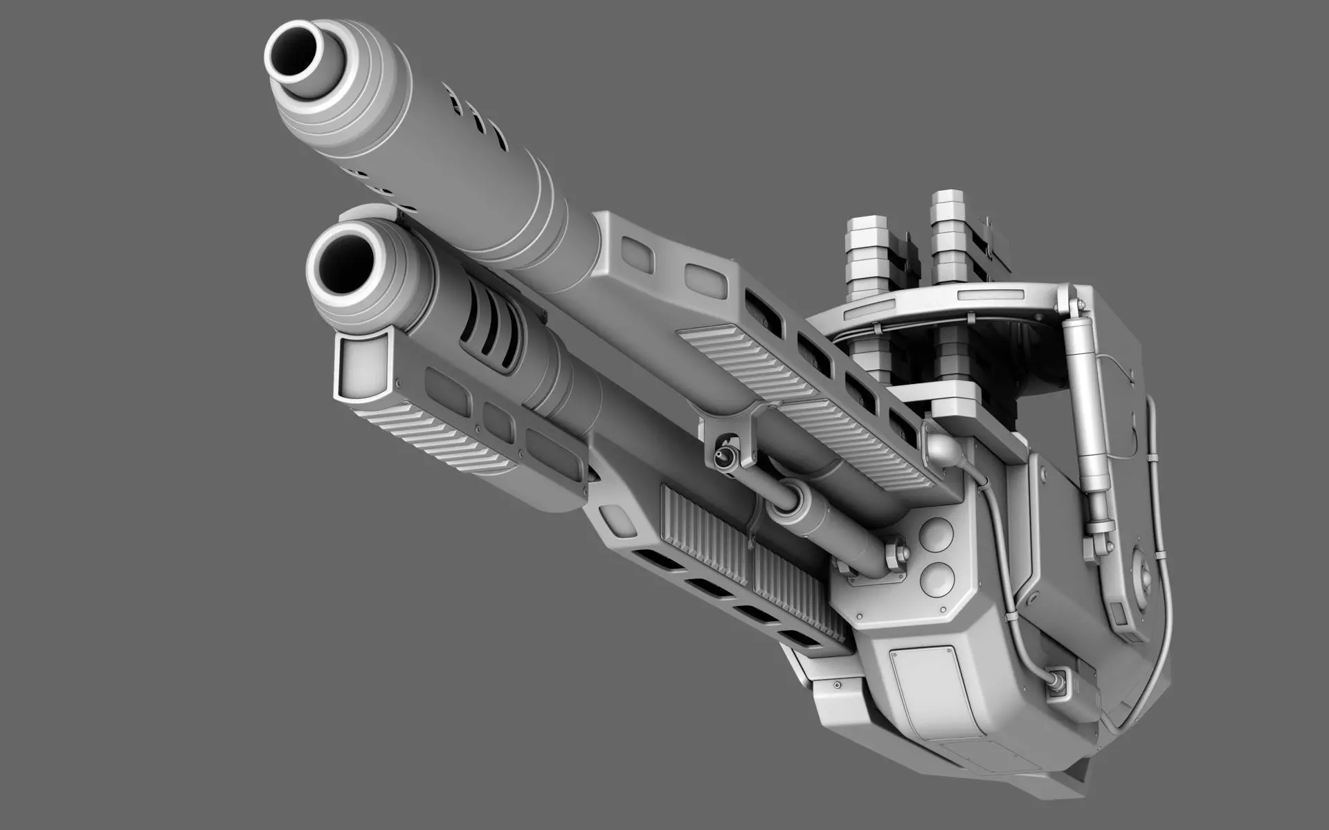 Sci-Fi Chain Gun Turret 3D model_0
