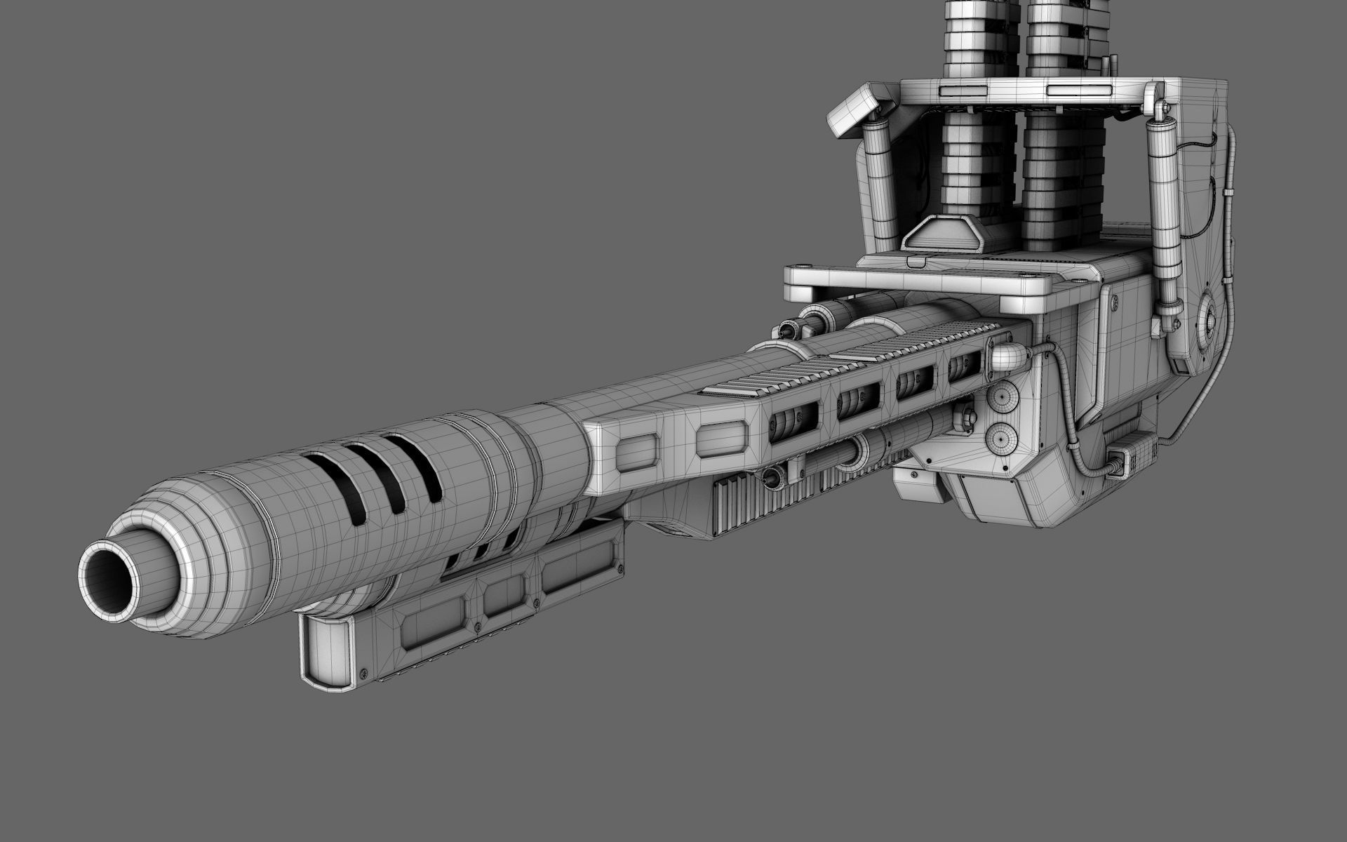Sci-Fi Chain Gun Turret 3D model_8