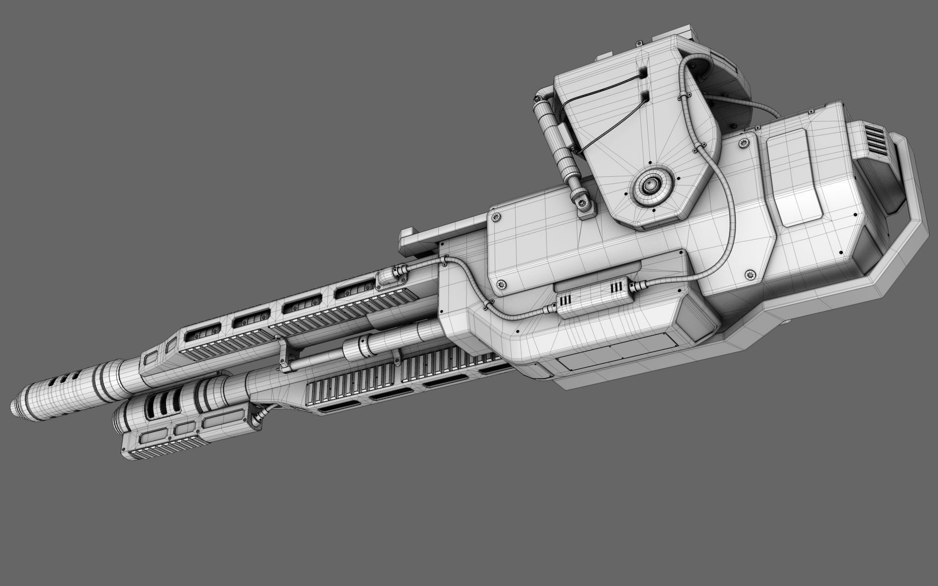 Sci-Fi Chain Gun Turret 3D model_12