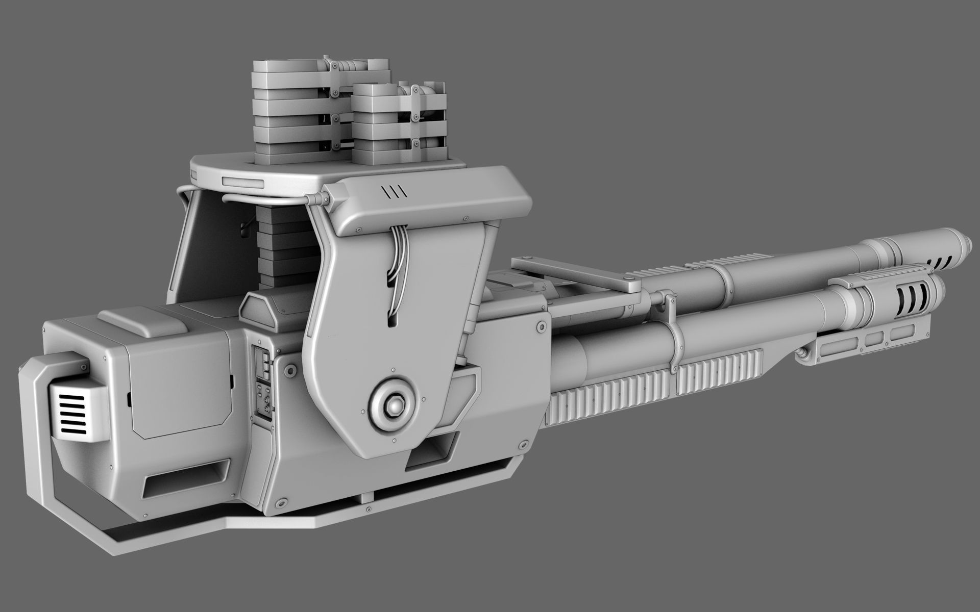 Sci-Fi Chain Gun Turret 3D model_9