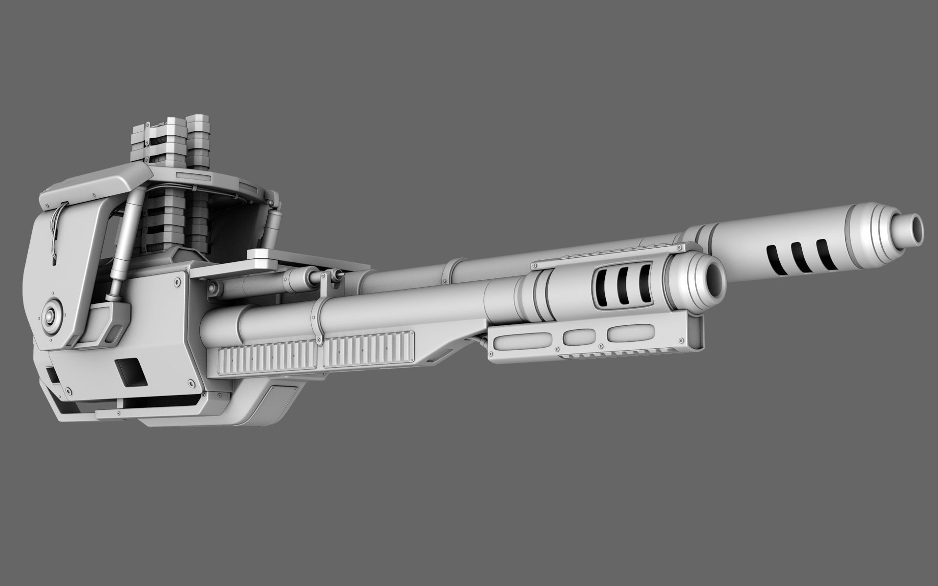 Sci-Fi Chain Gun Turret 3D model_2