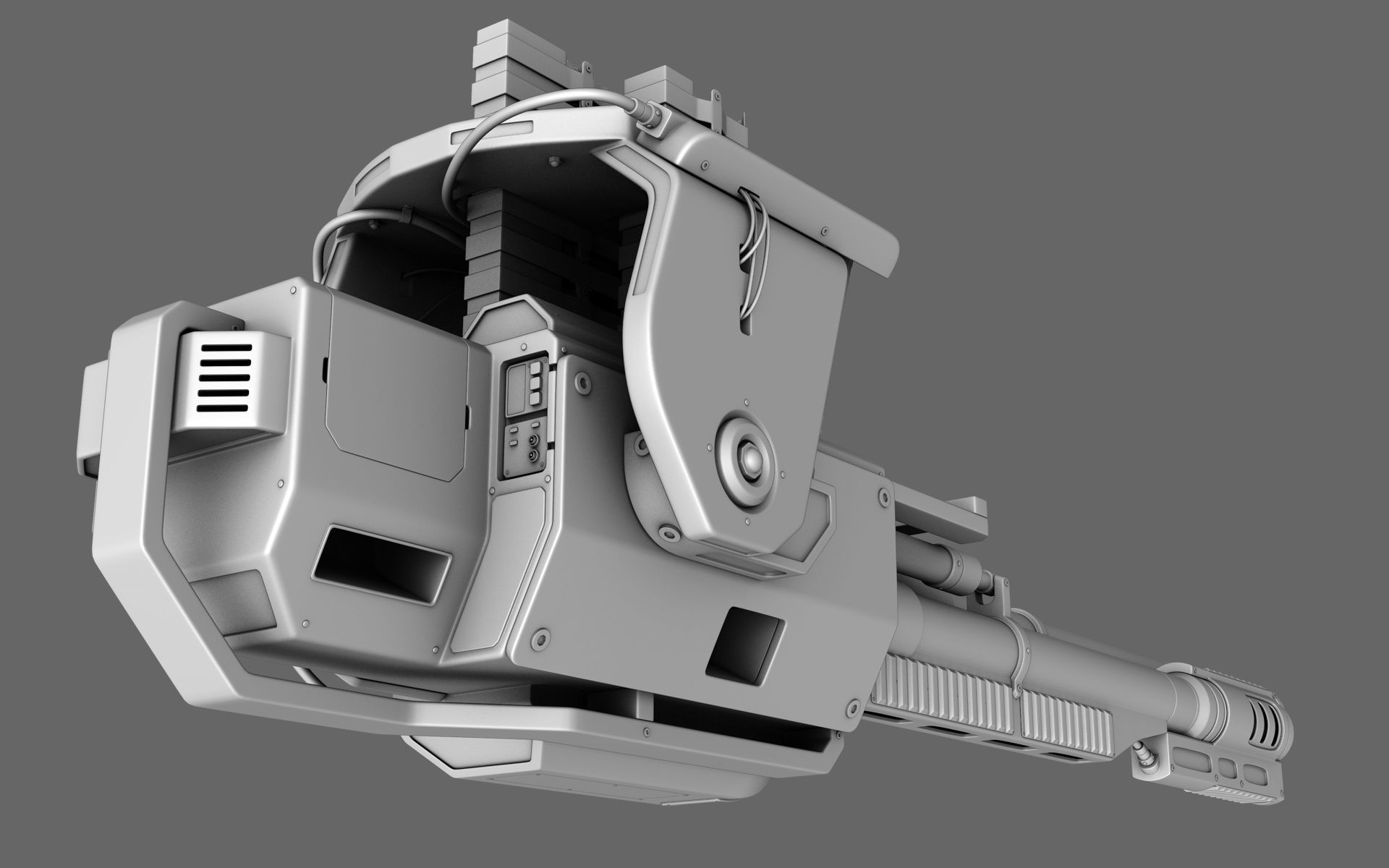 Sci-Fi Chain Gun Turret 3D model_3