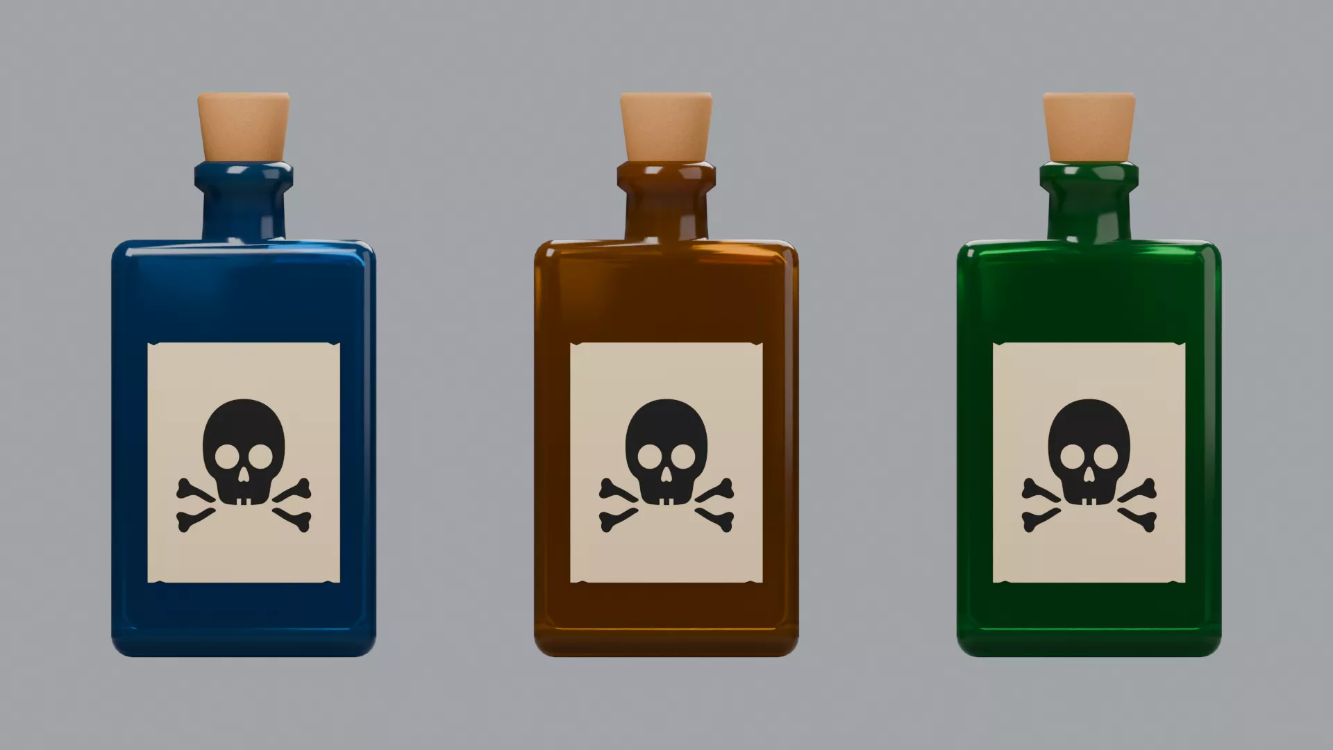 Poison Bottles Low-poly 3D model