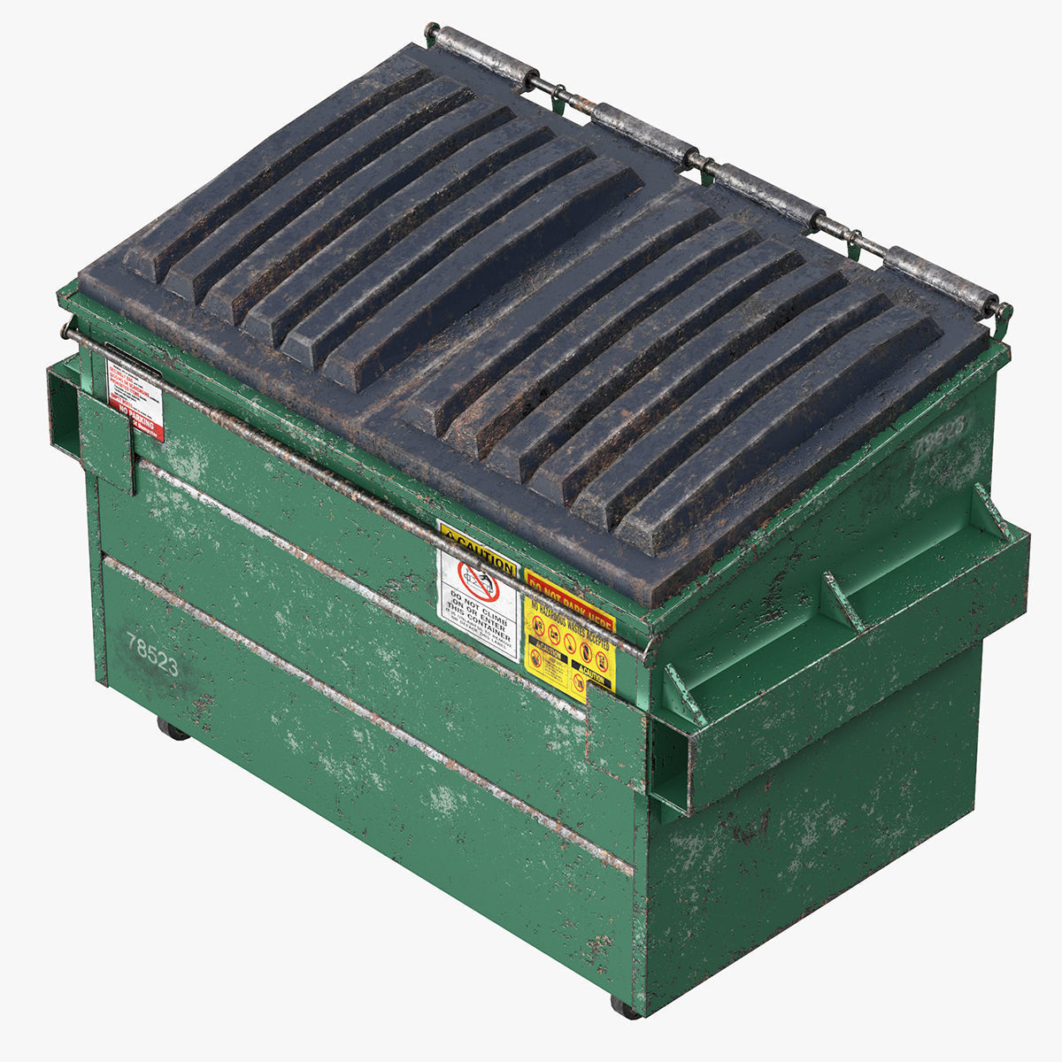 Dumpster garbage can on wheels 3D model_2