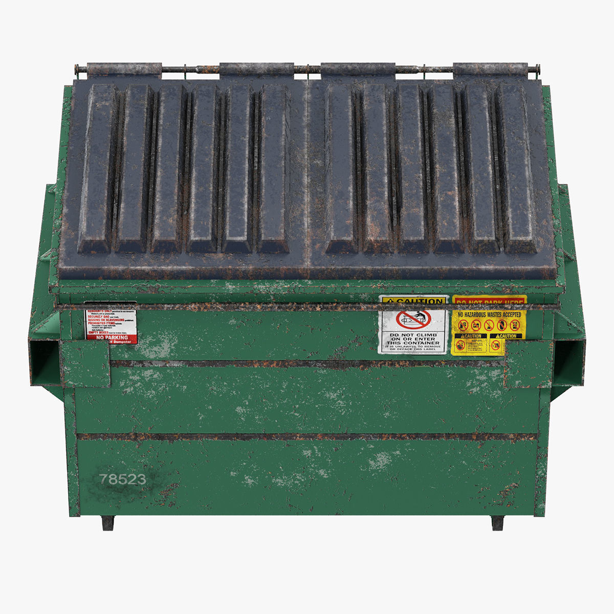 Dumpster garbage can on wheels 3D model_1