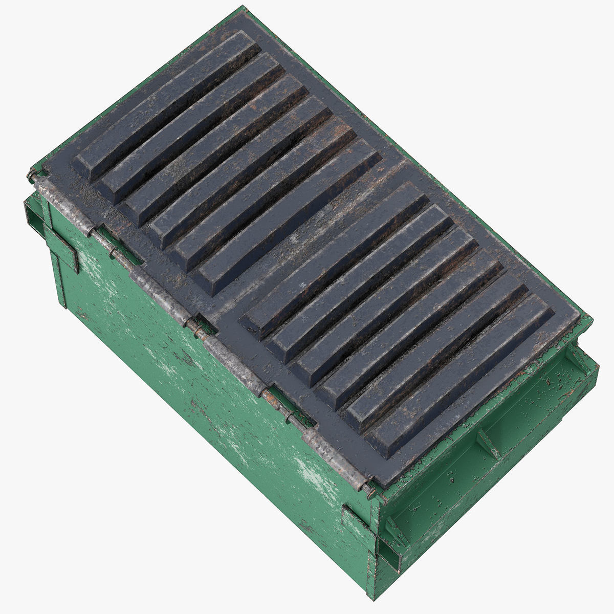 Dumpster garbage can on wheels 3D model_10