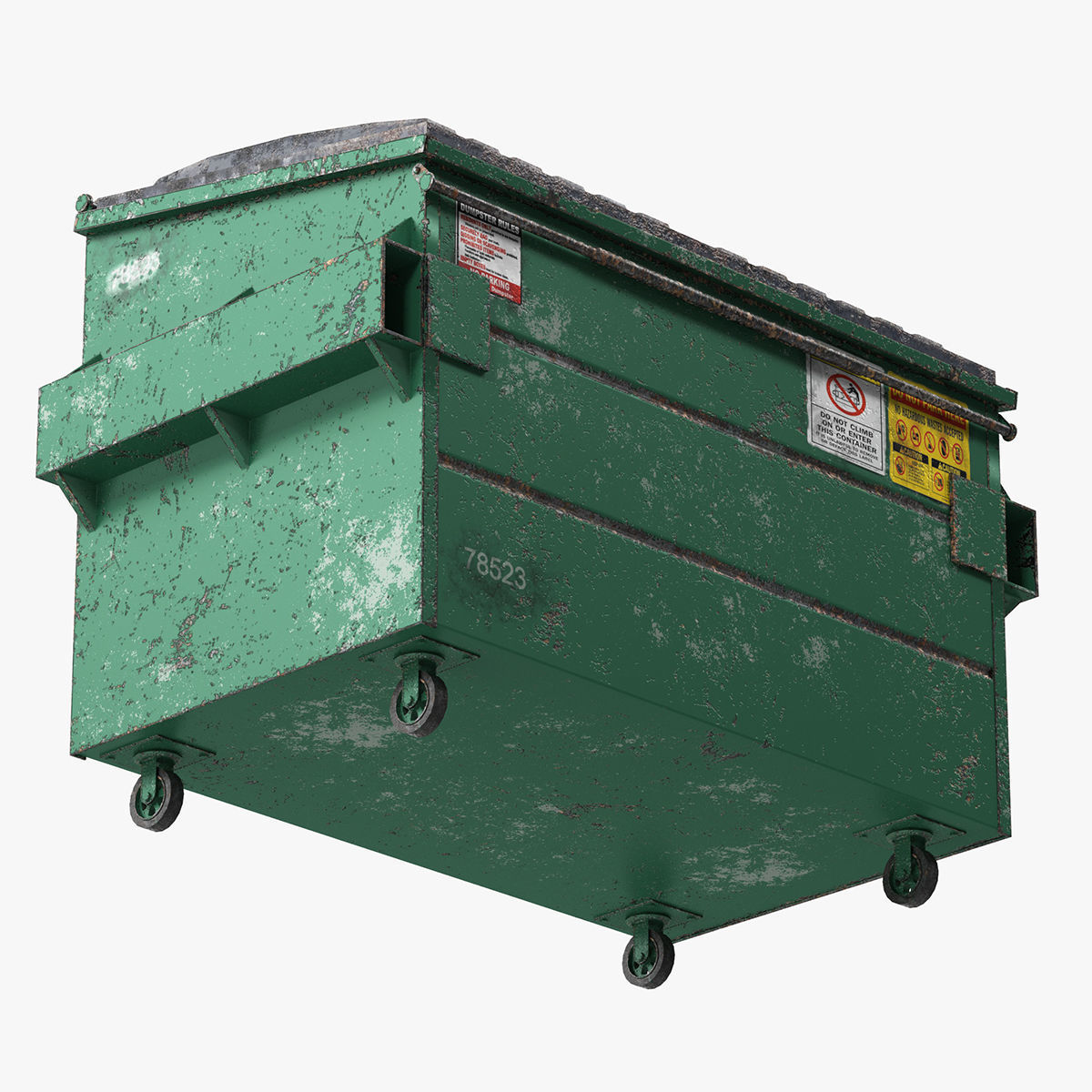 Dumpster garbage can on wheels 3D model_7
