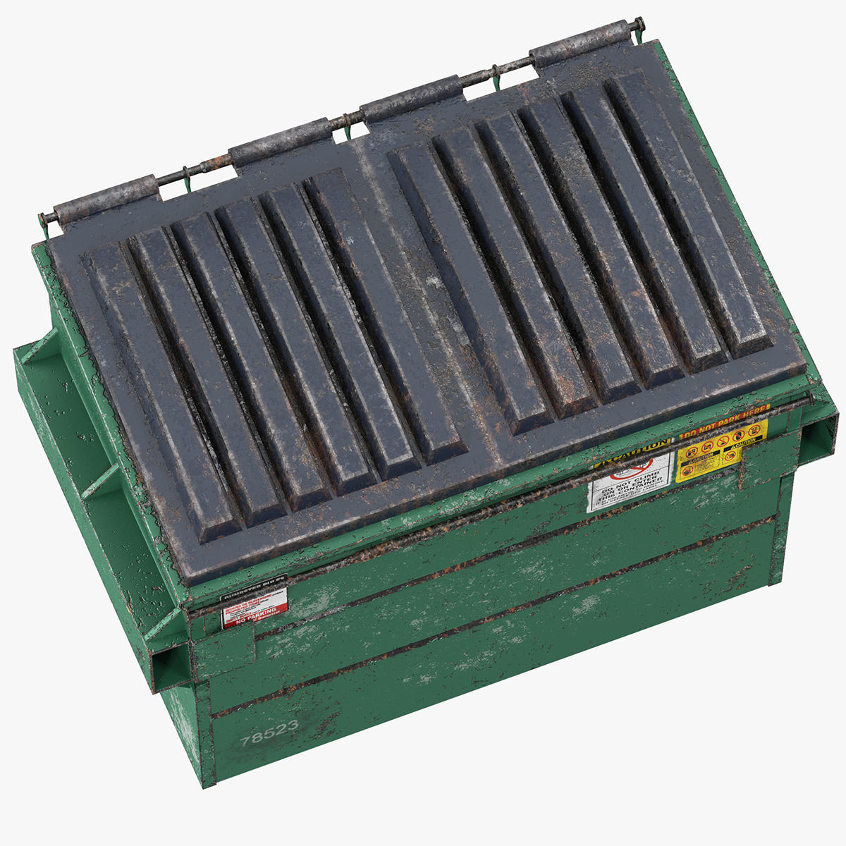 Dumpster garbage can on wheels 3D model_14