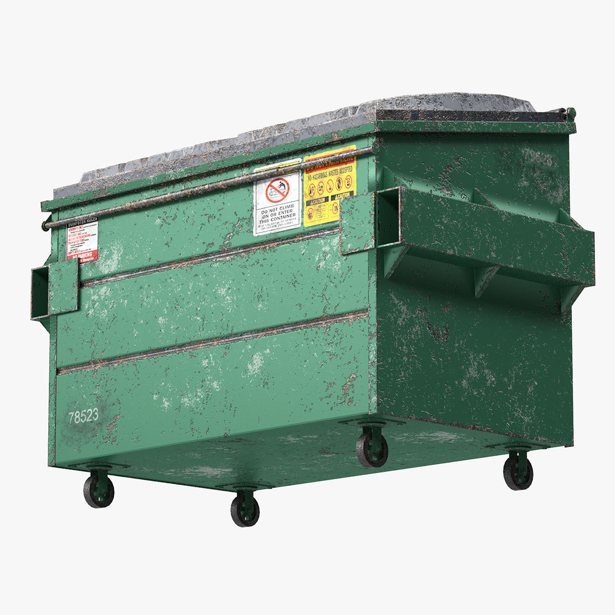 Dumpster garbage can on wheels 3D model_5