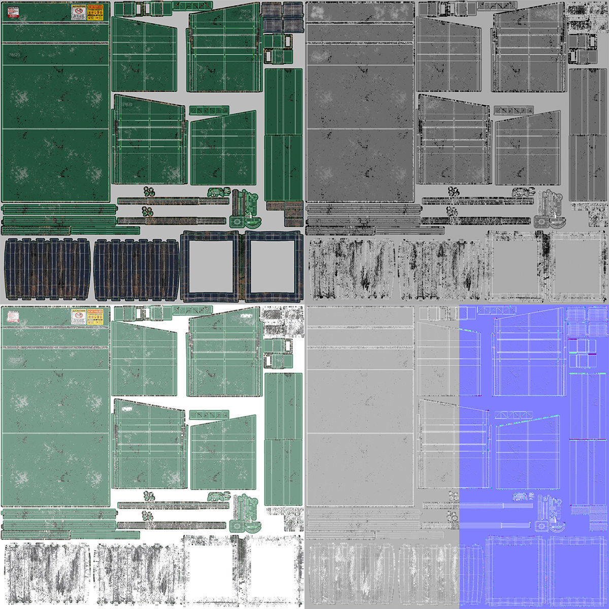 Dumpster garbage can on wheels 3D model_24