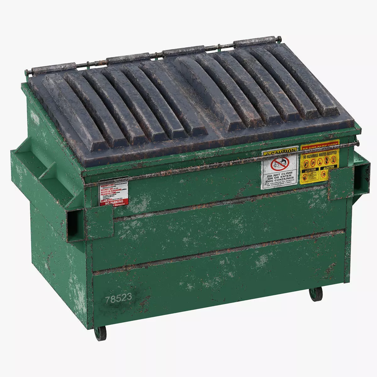 Dumpster garbage can on wheels 3D model_0
