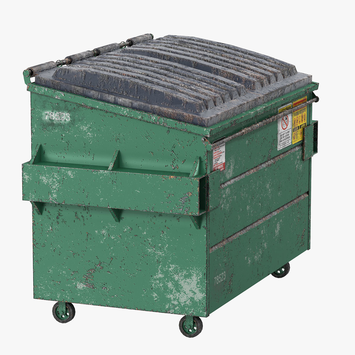 Dumpster garbage can on wheels 3D model_13