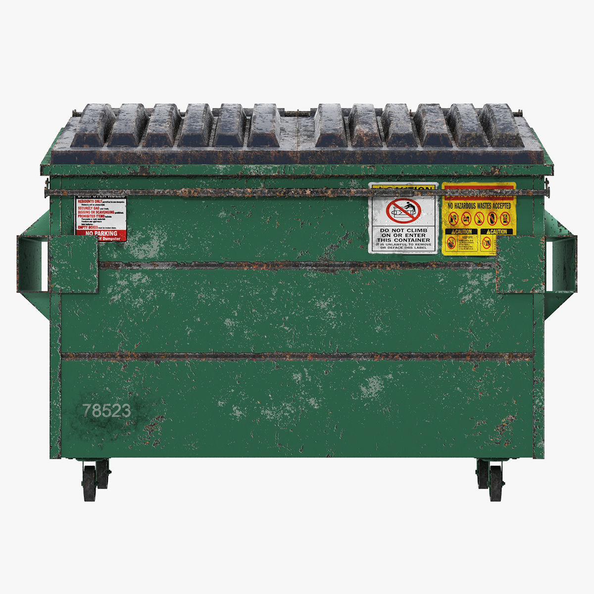 Dumpster garbage can on wheels 3D model_9