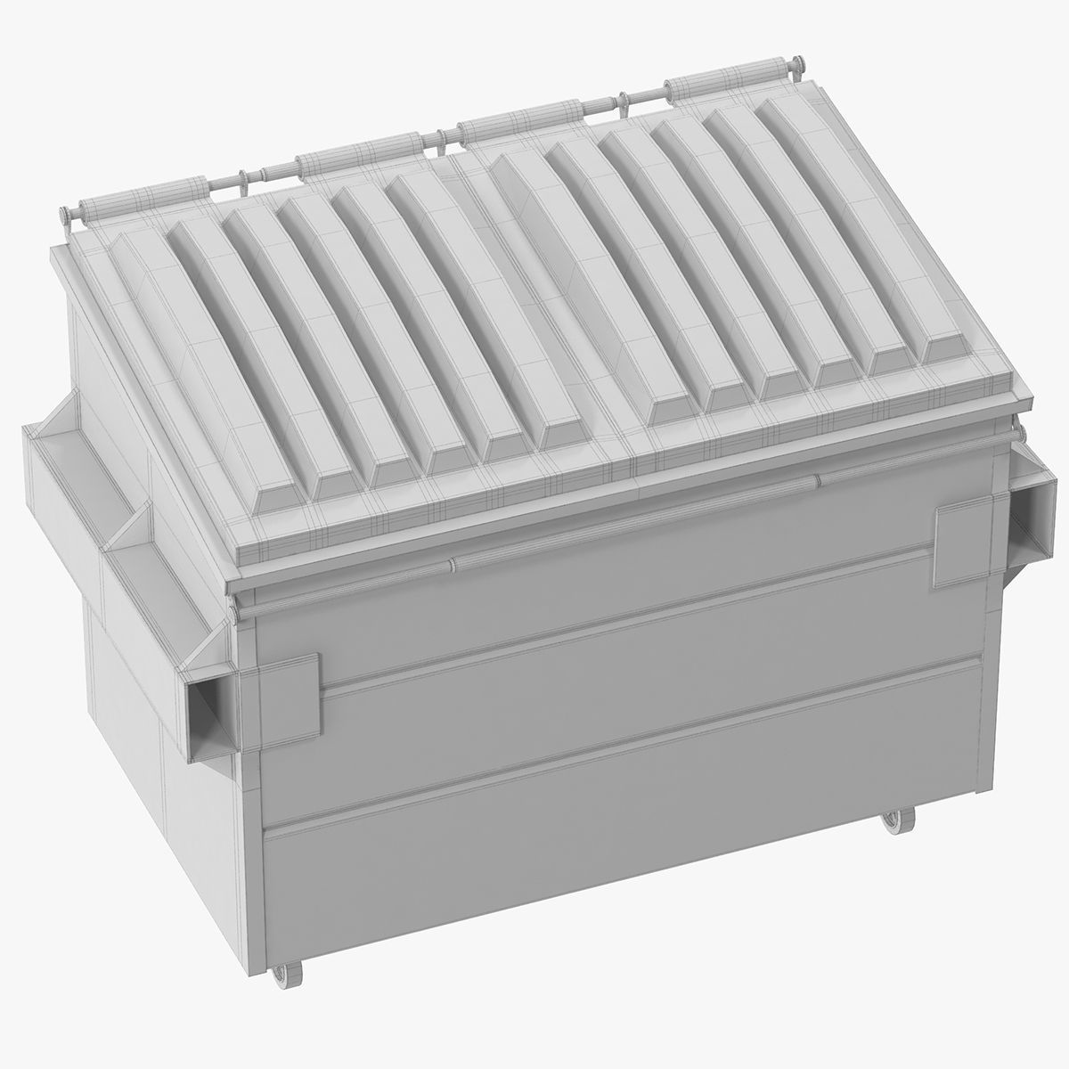 Dumpster garbage can on wheels 3D model_23