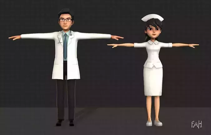 Doctor and Nurse  3D model