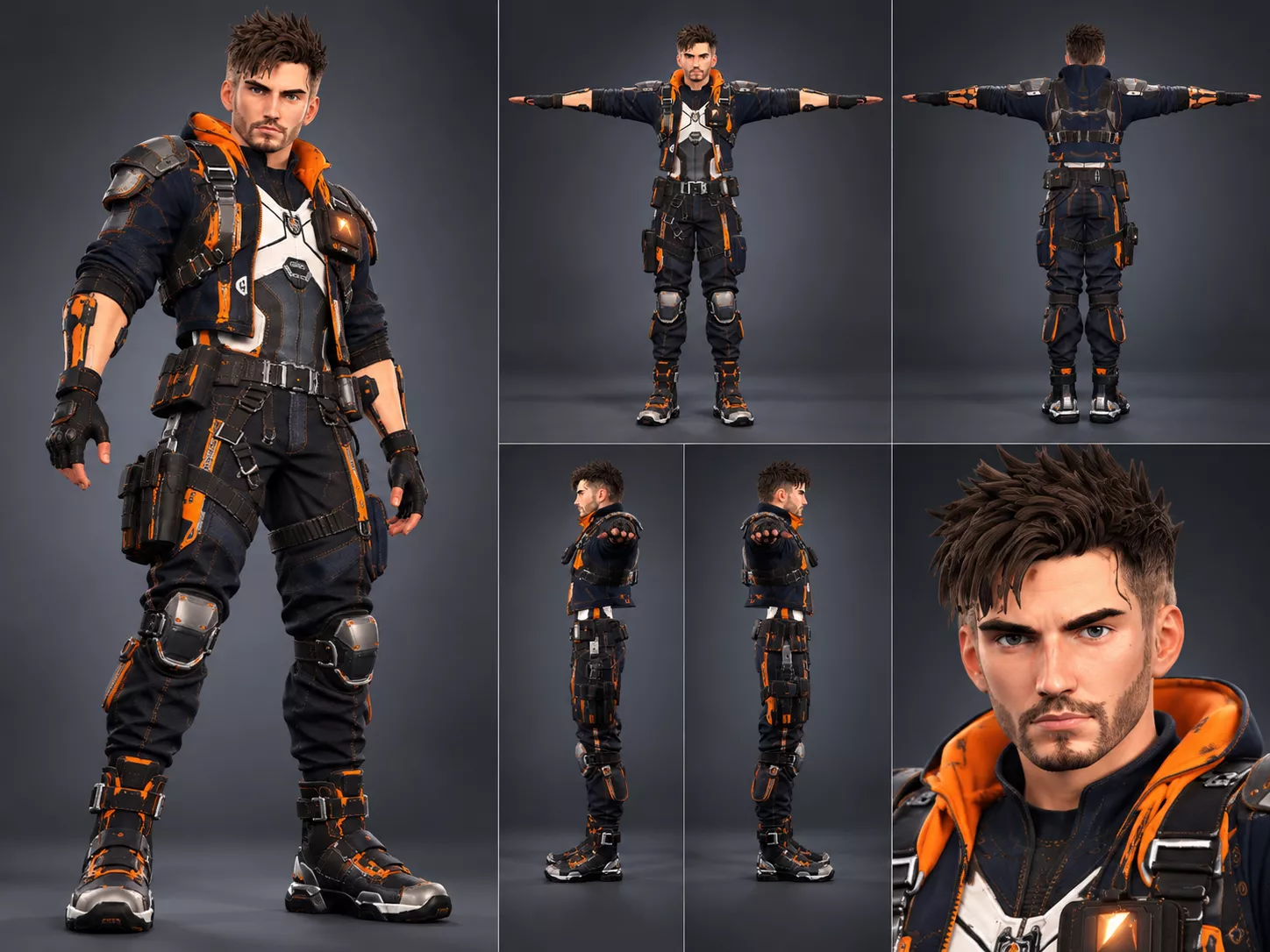 VEX Cyberpunk Bounty Hunter 3D Character Low-poly 3D model