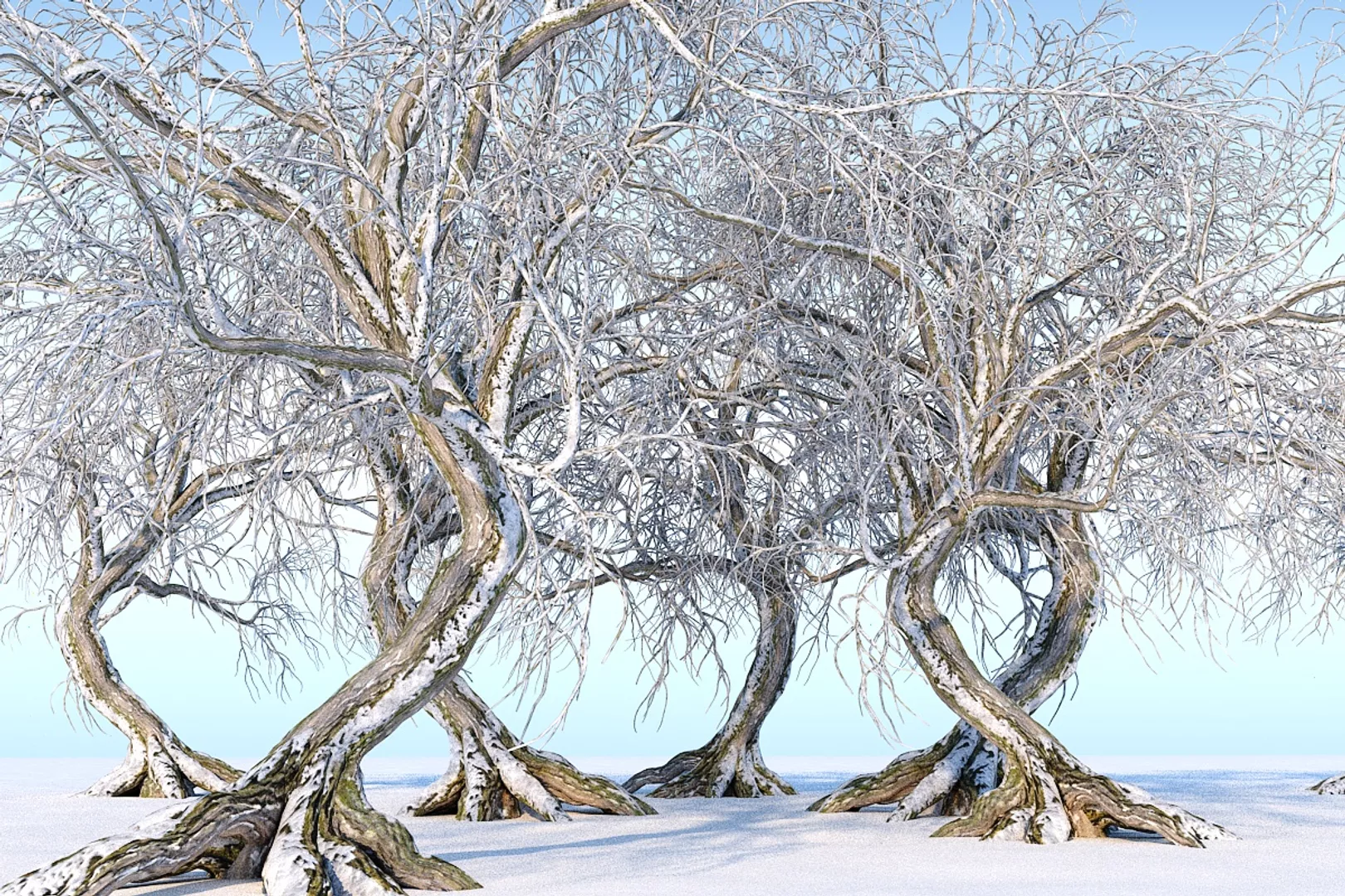 Winter Tree Animated Low-poly 3D model
