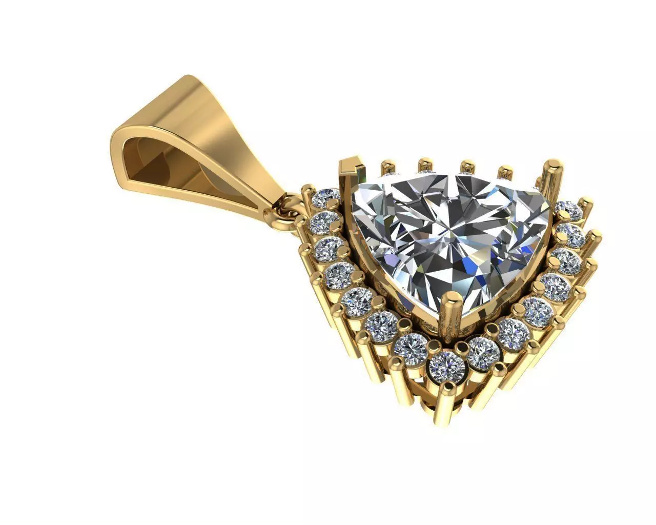 pendant triangular diamond gold 3D print model