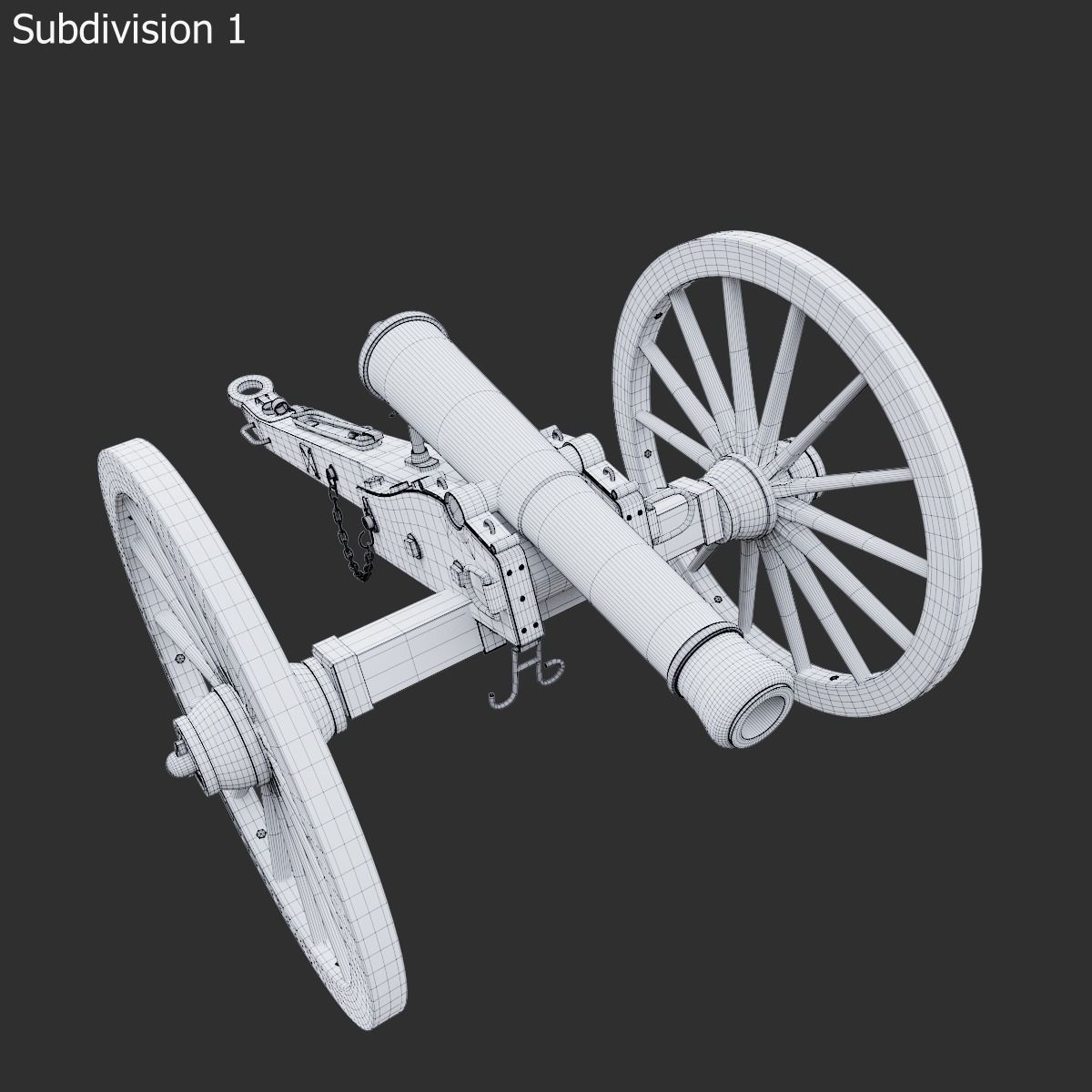 6-pounder Smoothbore Field Cannon Low-poly 3D model_12