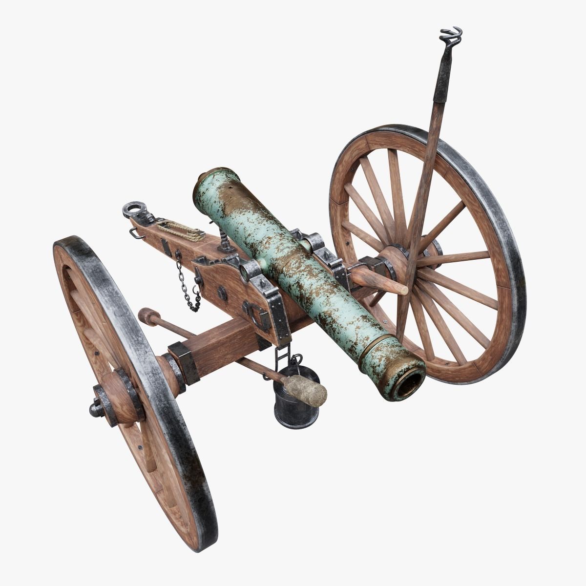 6-pounder Smoothbore Field Cannon Low-poly 3D model_1