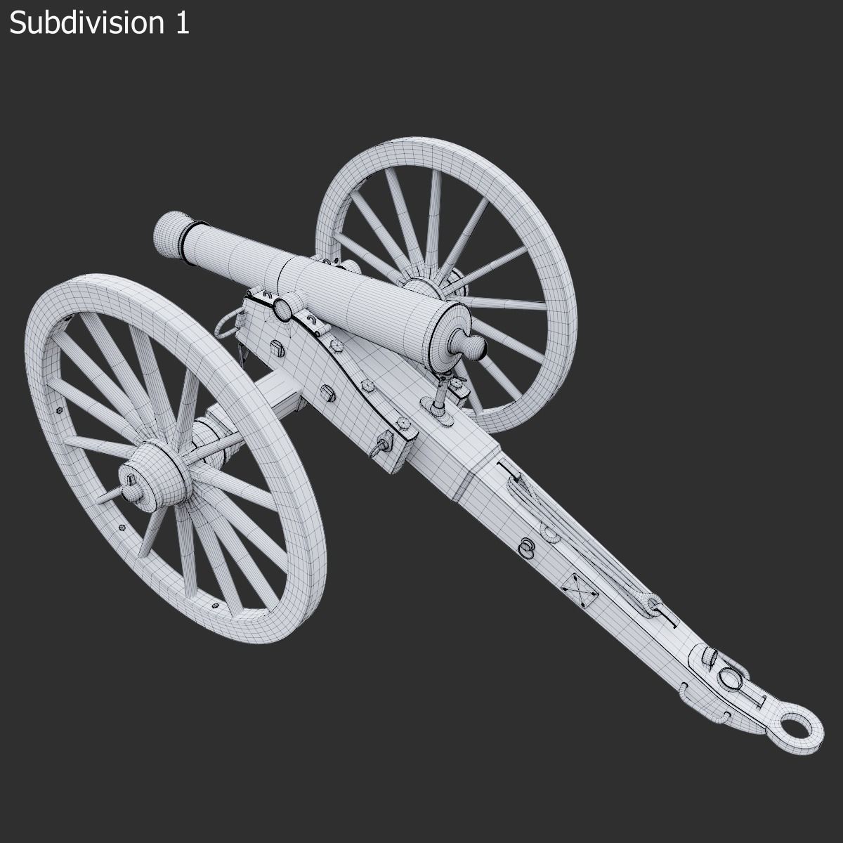 6-pounder Smoothbore Field Cannon Low-poly 3D model_15