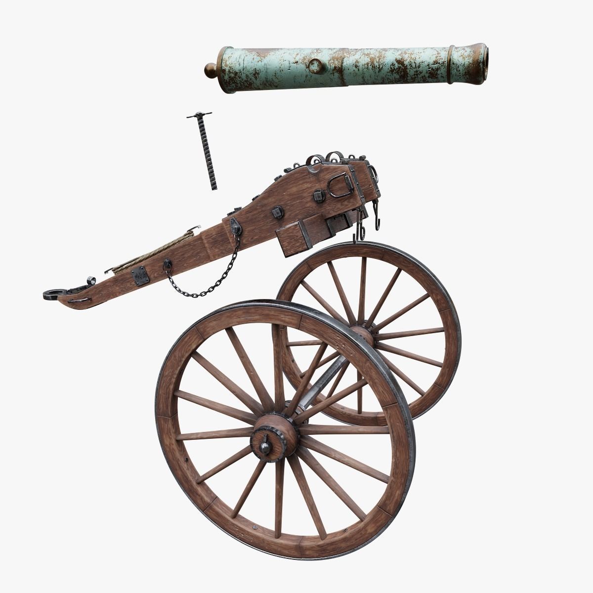6-pounder Smoothbore Field Cannon Low-poly 3D model_6