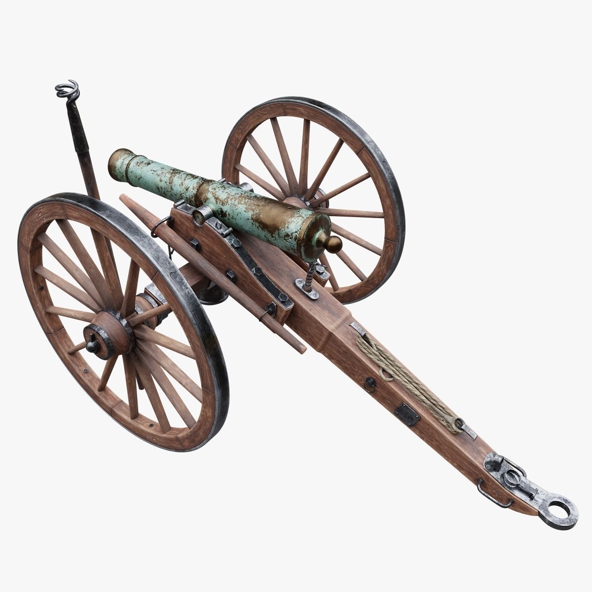 6-pounder Smoothbore Field Cannon Low-poly 3D model_2