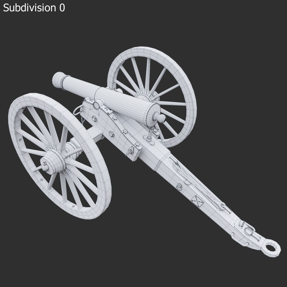 6-pounder Smoothbore Field Cannon Low-poly 3D model_14