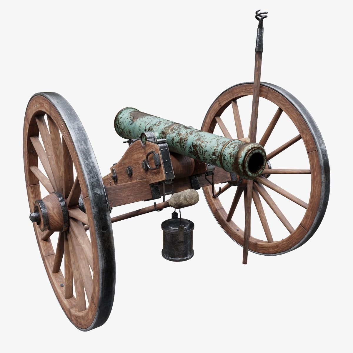 6-pounder Smoothbore Field Cannon Low-poly 3D model_3