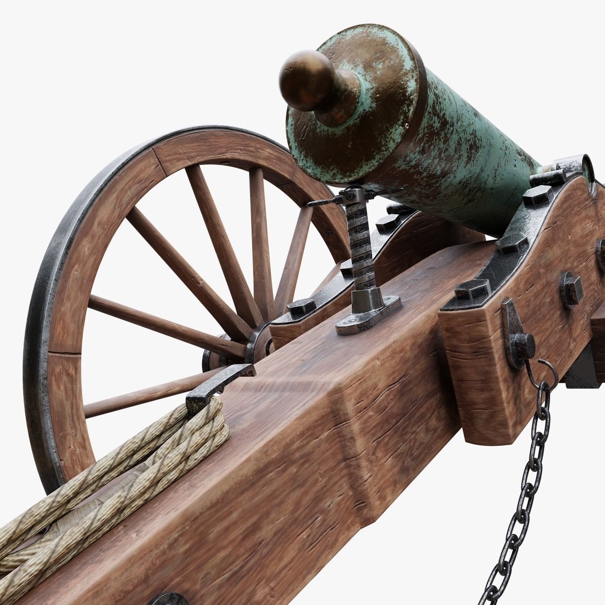 6-pounder Smoothbore Field Cannon Low-poly 3D model_5