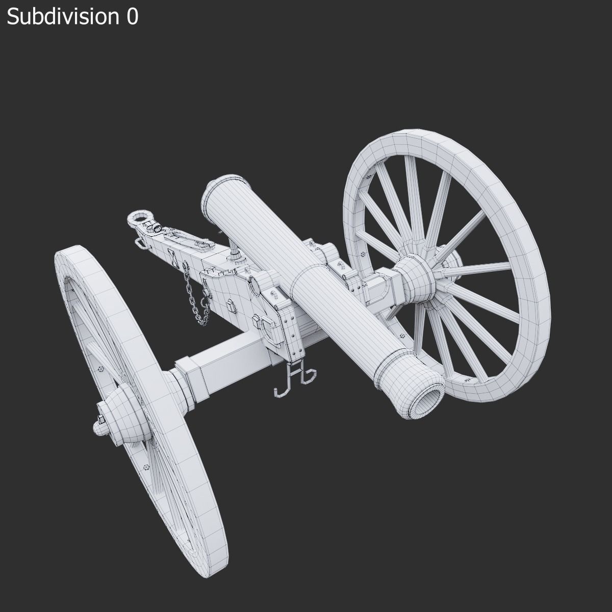 6-pounder Smoothbore Field Cannon Low-poly 3D model_11