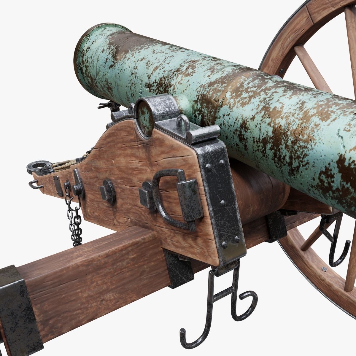 6-pounder Smoothbore Field Cannon Low-poly 3D model_4