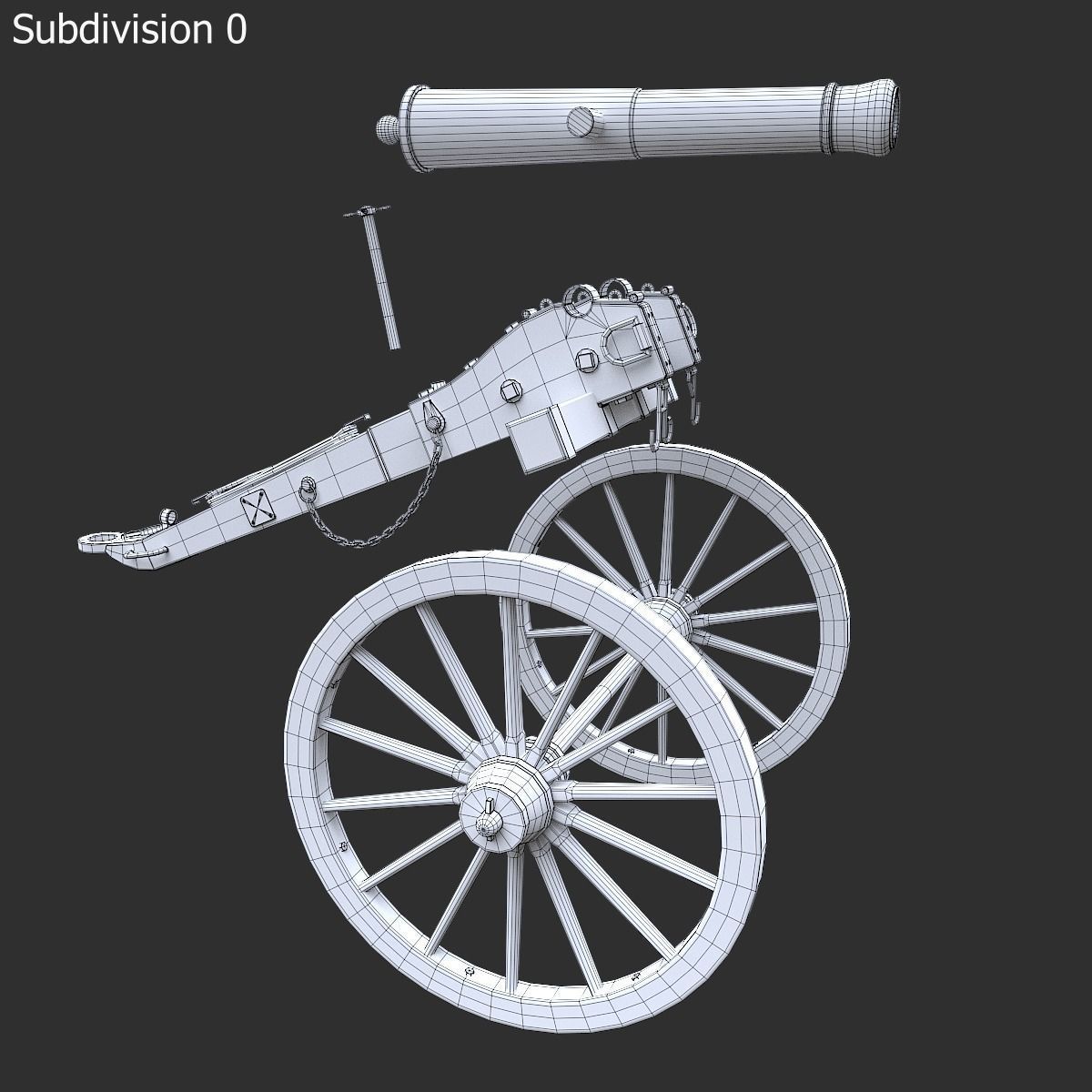 6-pounder Smoothbore Field Cannon Low-poly 3D model_8
