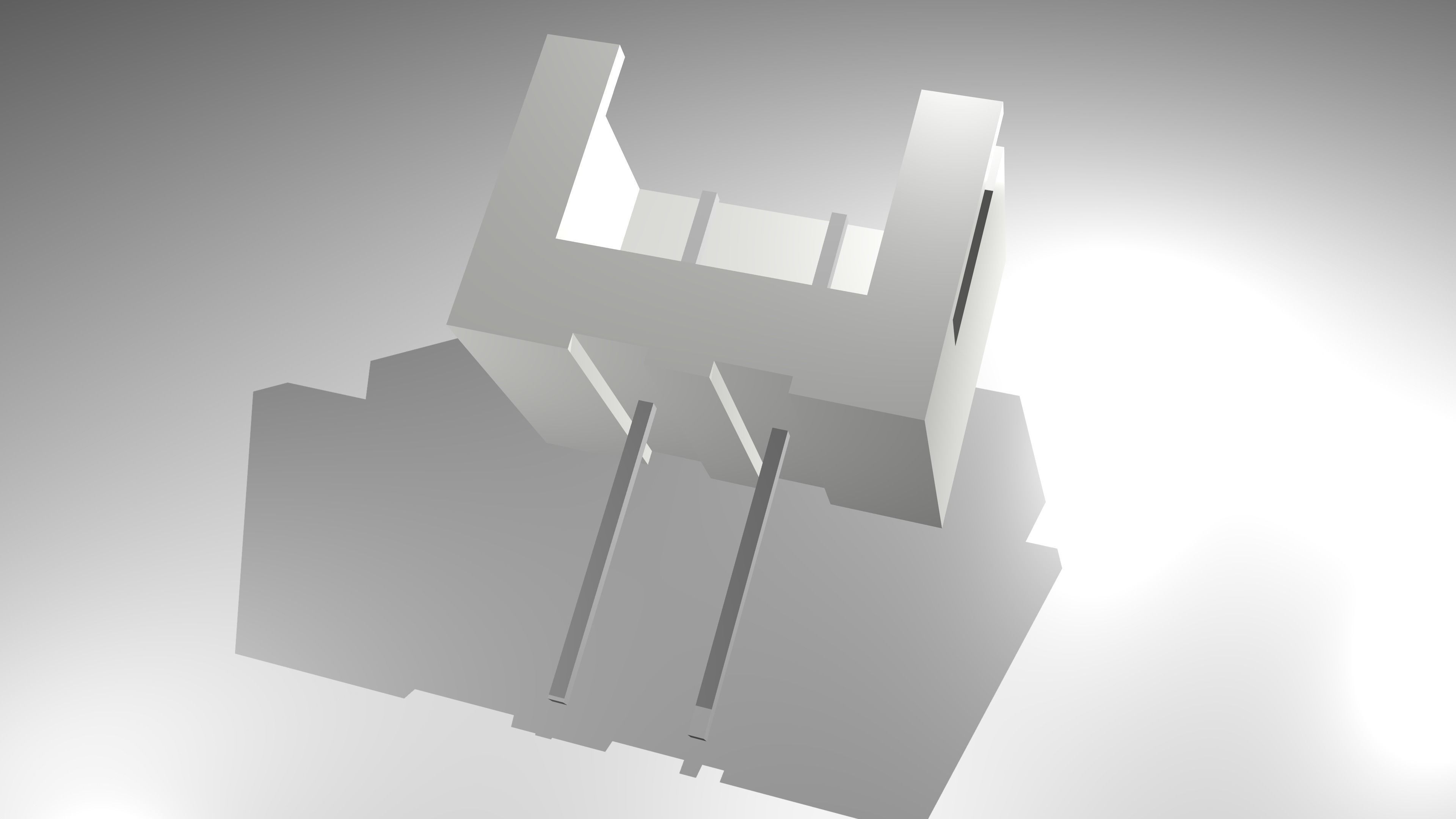 2-Pin Straight Pin Socket Low-poly 3D model_1