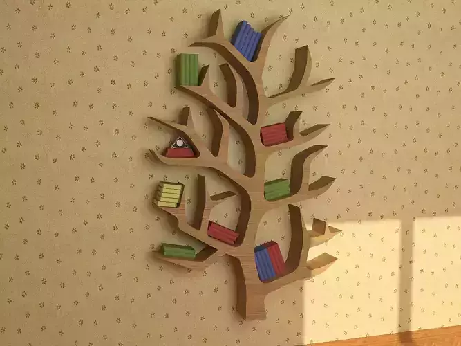 Wooden Bookshelf 02 - Tree Low-poly 3D model