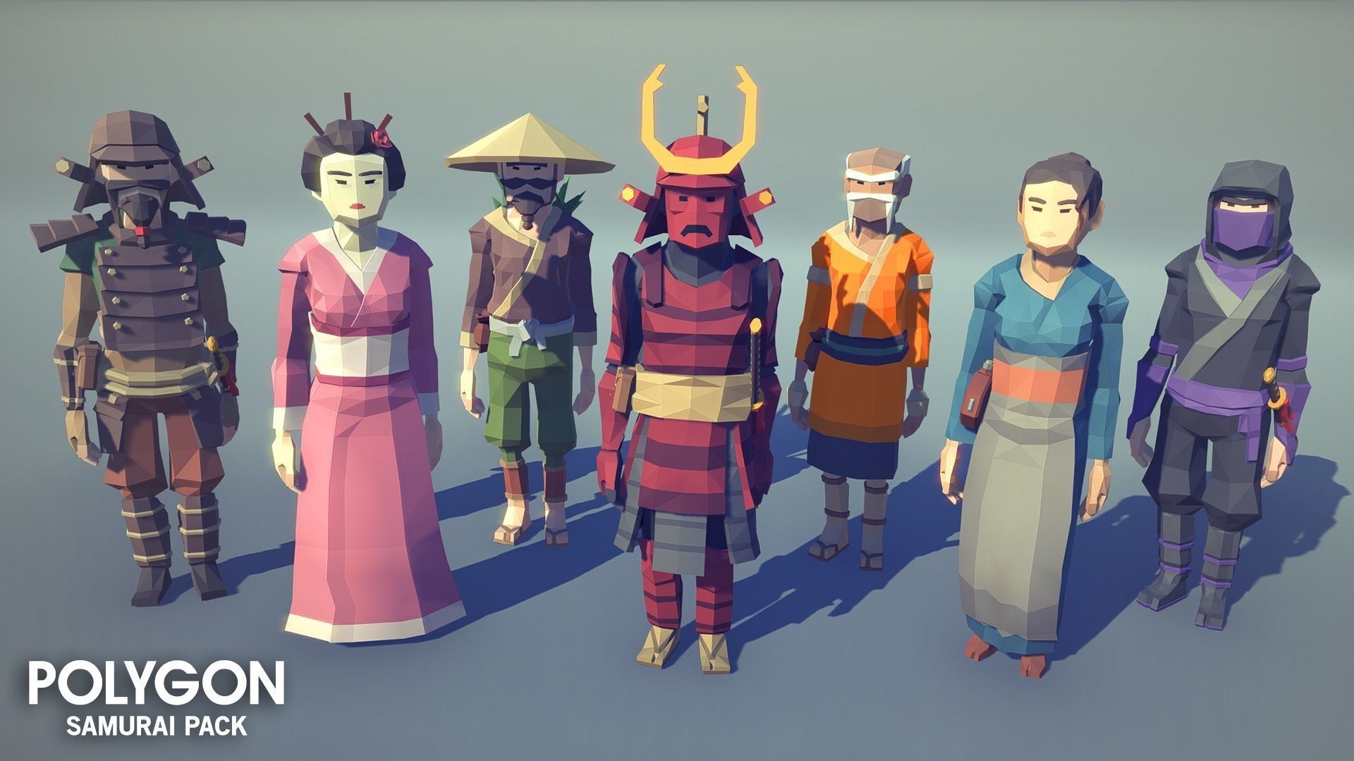 POLYGON - Samurai  Low-poly 3D model_6